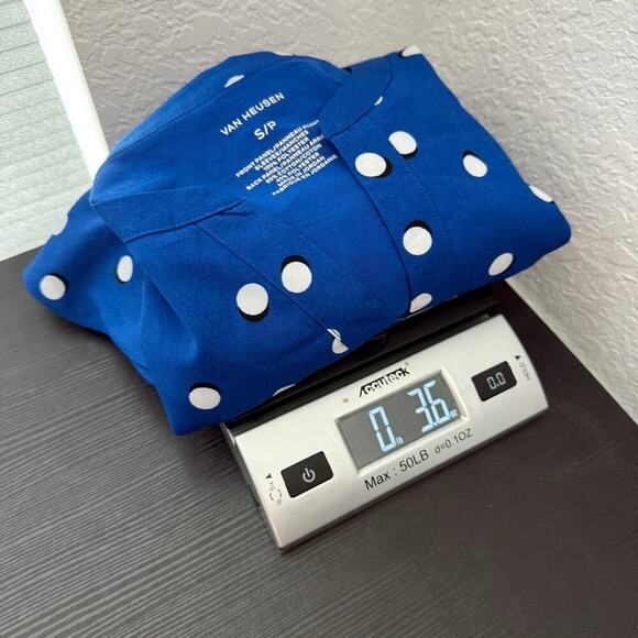 Van Heusen Blue Polka Dot V-Neck Pullover Career Blouse Women's Size Small - Picture 8 of 8